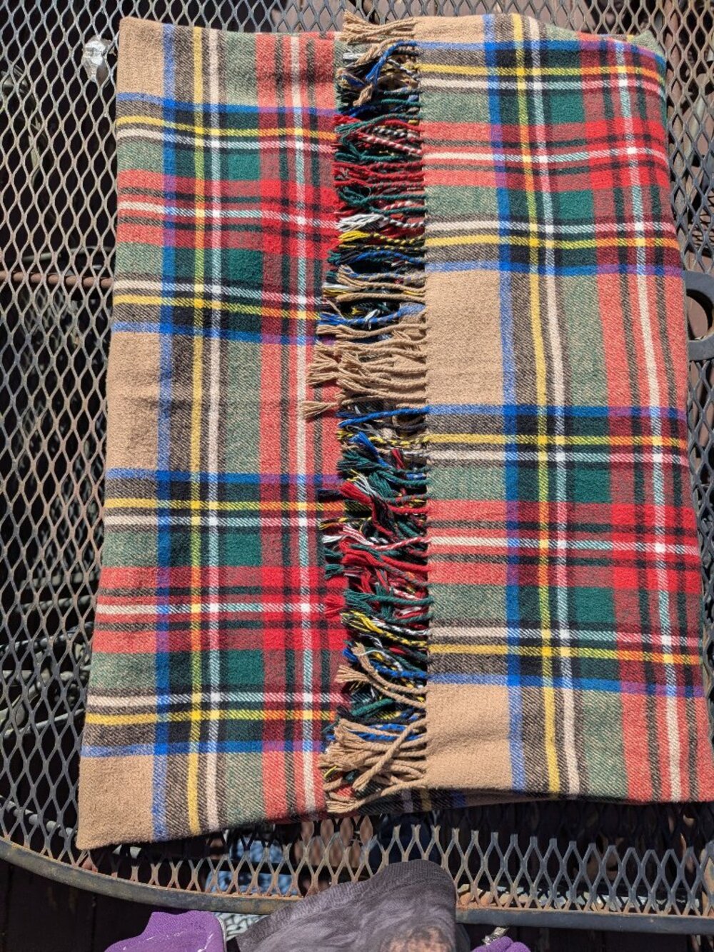 Nido Notte Italia 60 X 50" Plaid Fringed Throw Blanket Cottage Farmhouse Soft